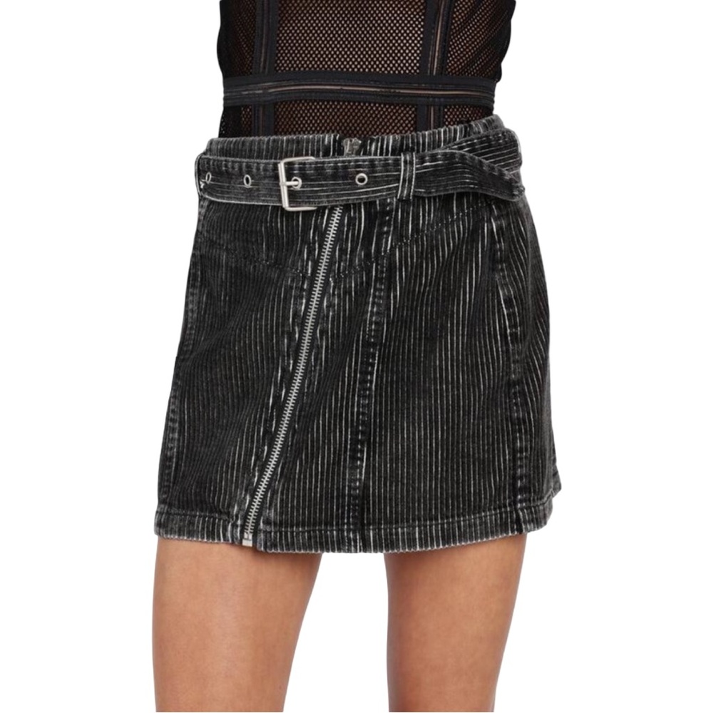 Honey Punch Black Corduroy‎ Zipper Mini Skirt Medium Y2K Grunge Grail Whimsygoth